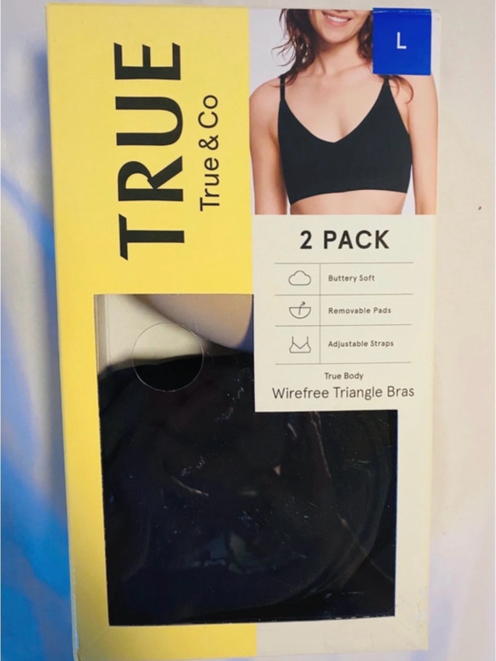 True & Co. Black 2-Pack Wirefree Triangle Bras